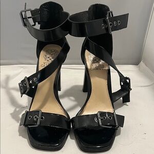 Vince Camuto Black Buckle Heels
